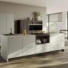Contur Designküche mit Insel Kieselgrau matt 01