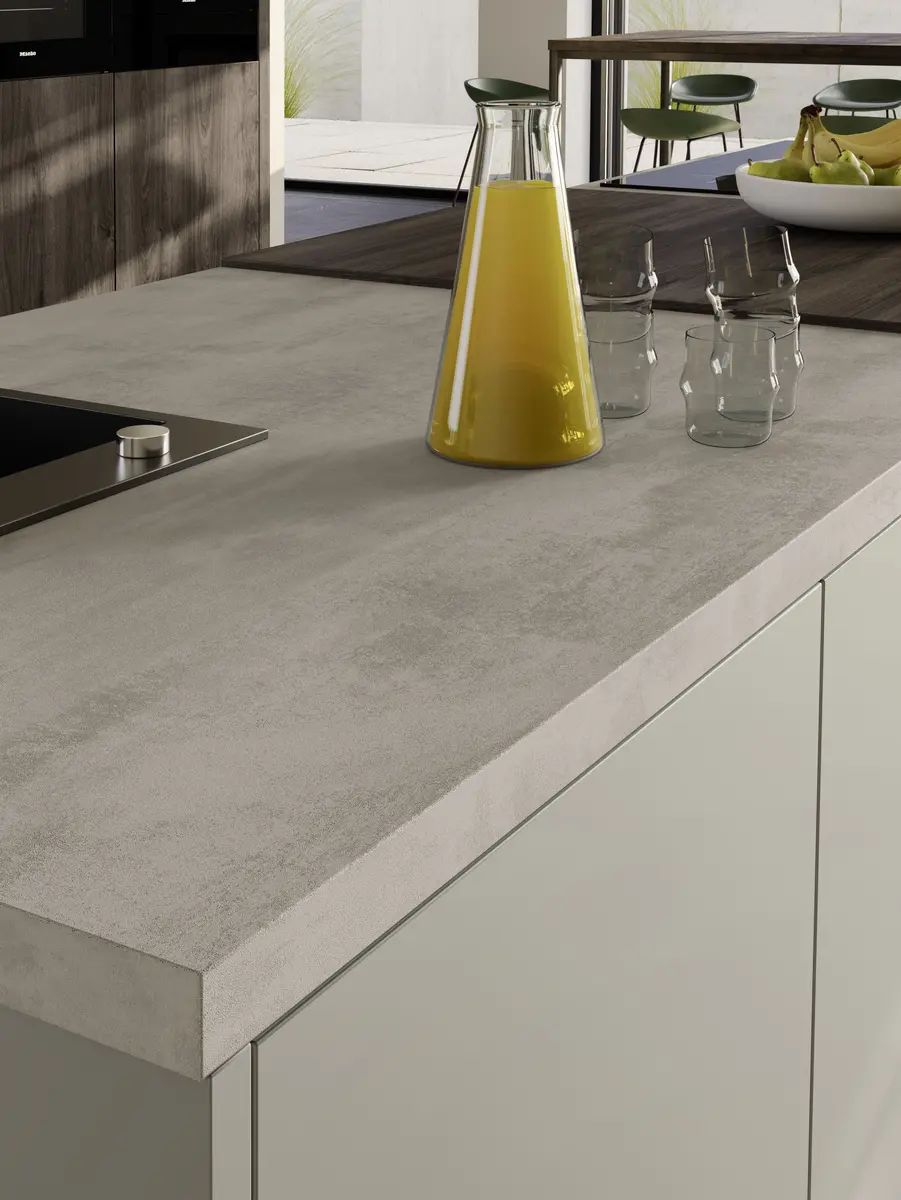 Contur Designküche mit Insel Kieselgrau matt 03